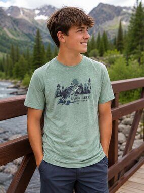 NWT Horizon Bass Creek Outfitters Fishing Graphic Tee M